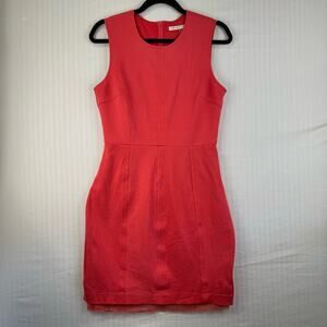 Trina Turk Lace Sleeveless BodyCon Coral Pink Pencil Midi Dress 8 Office Siren